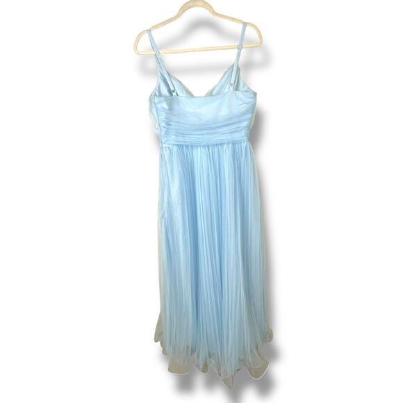 Lulus NWOT Exemplary Aura Light Blue Pleated Tulle Surplice Midi Dress Medium - Picture 8 of 10